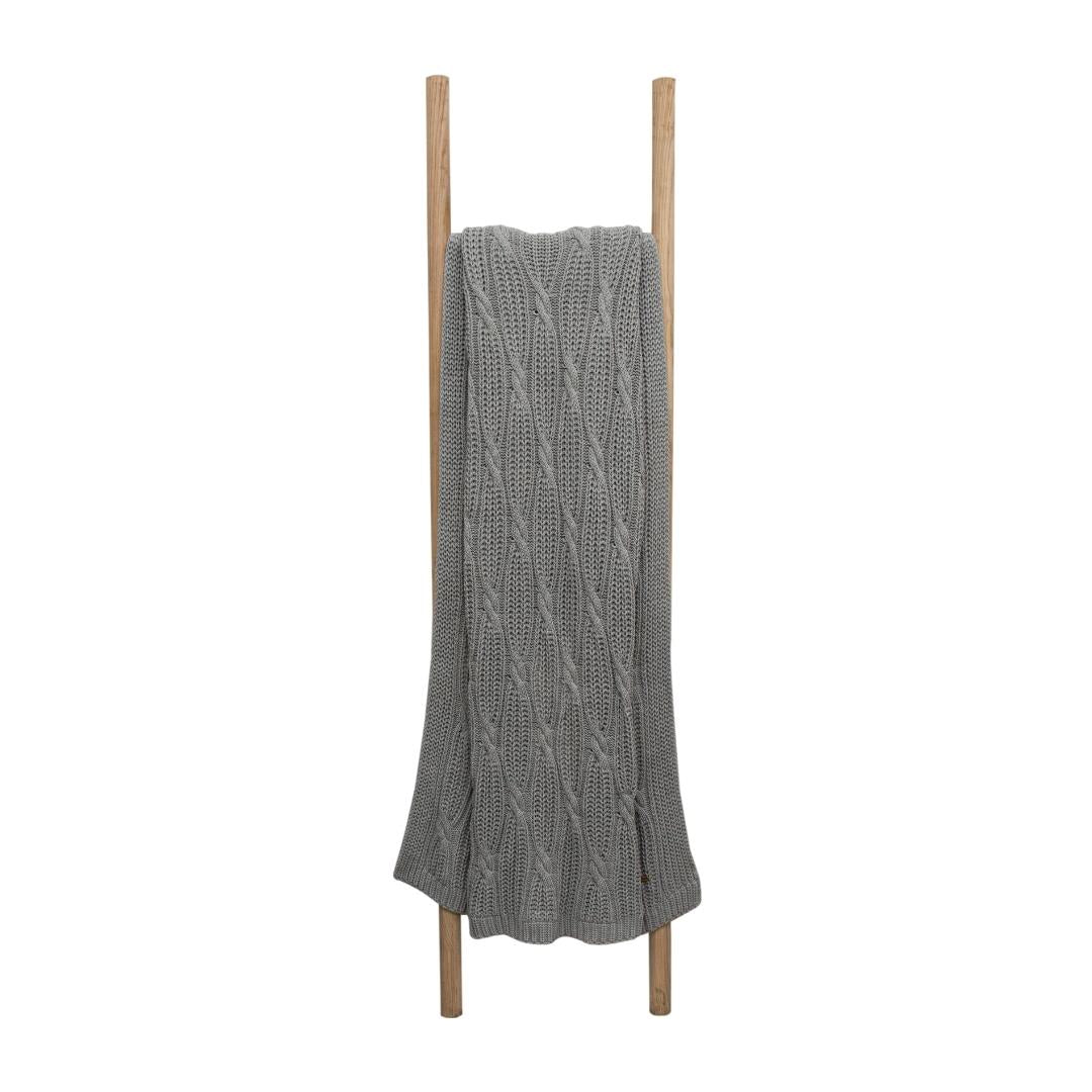 Classic Light Grey Cotton Knitted Throw Blanket (50 in x 66 in)