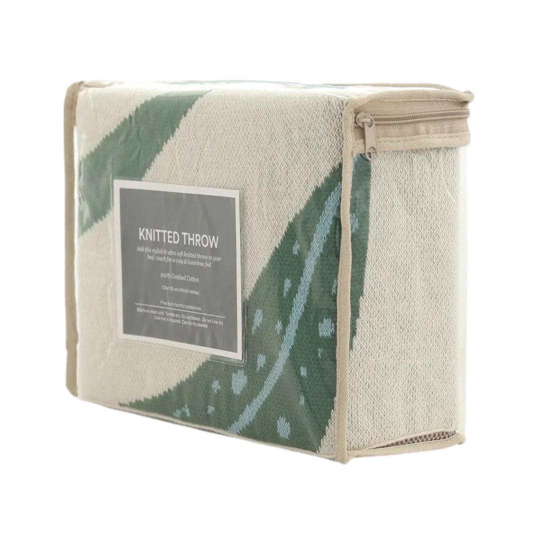 Floral Multi Colour Cotton Knitted Throw Blanket (50 in x 60 in)