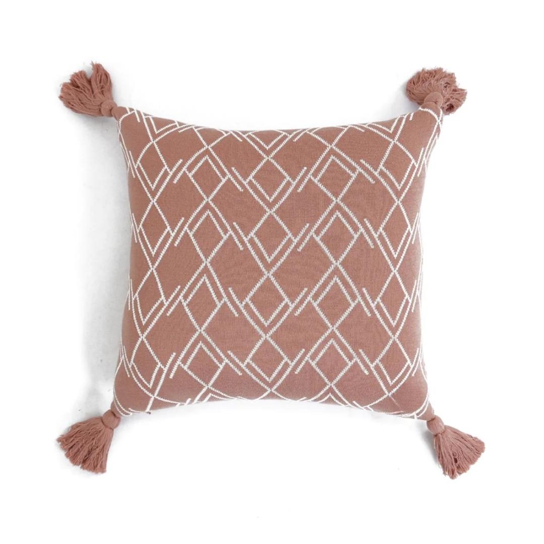 Gianna Dusty Coral & Natural Throw & Cushion Cover Set (18 in x 18 in)