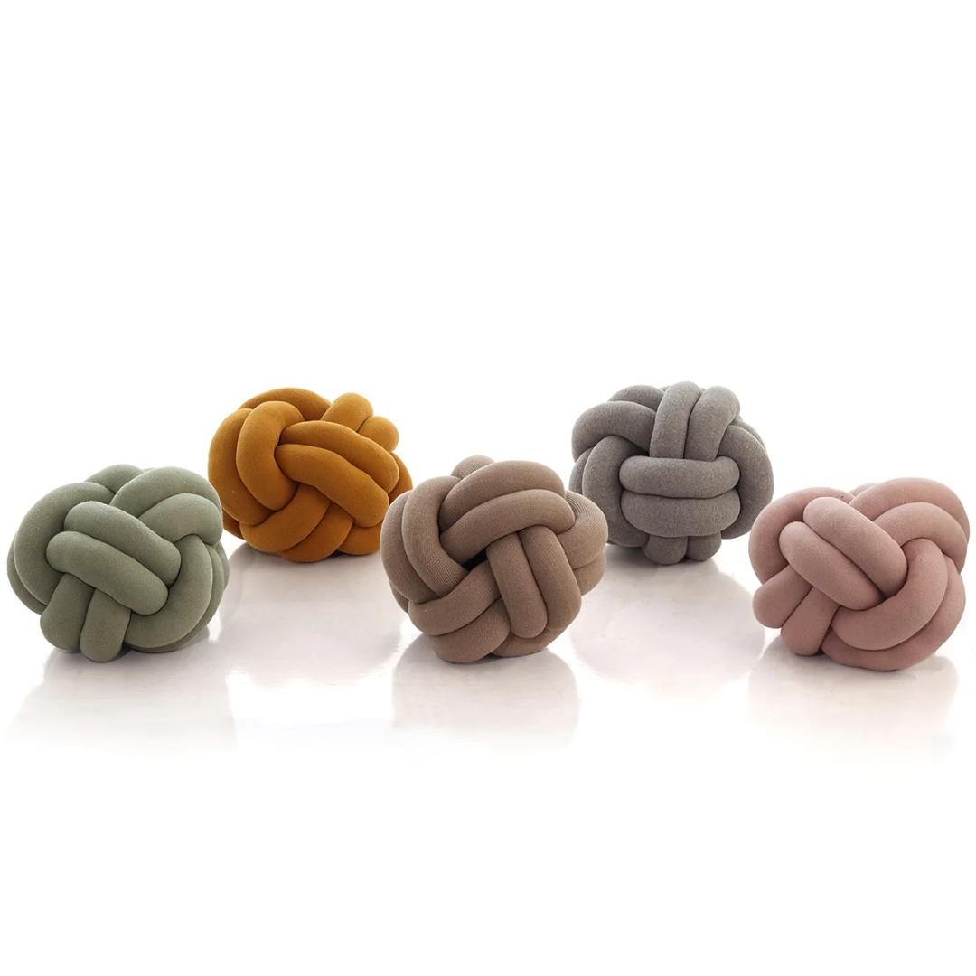 Nodo Pistachio Green Cotton Knitted Decorative Cushion Cover (12 in x 12 in)