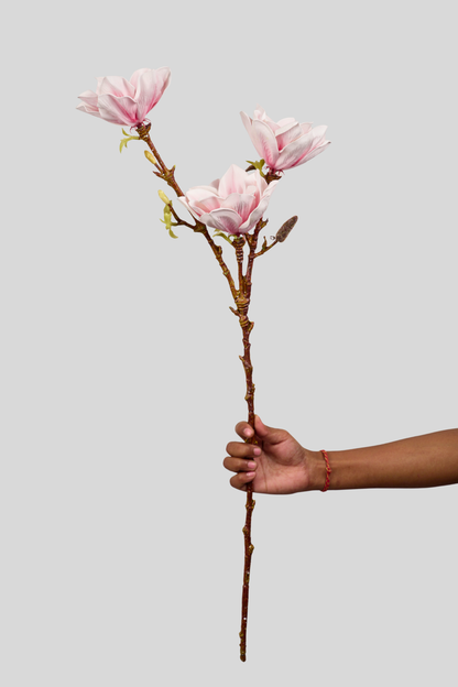 Faux Magnolia Elegant Flower Stem - Light Pink