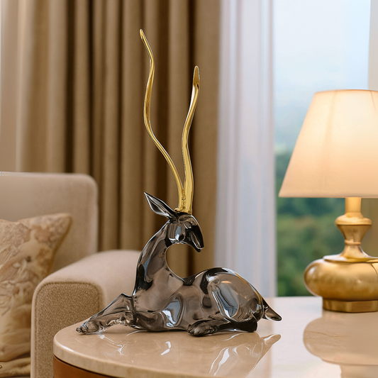 Silver Solstice Resting Deer Figurine