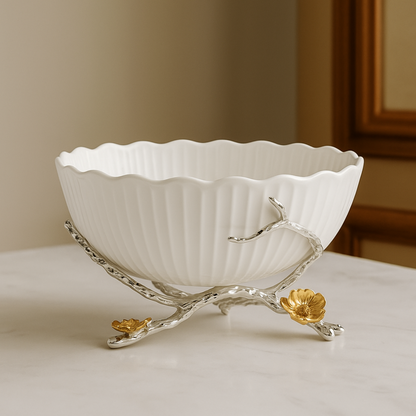 Ivory Bloom Compact Porcelain Bowl