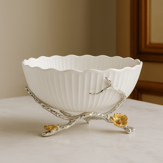 Ivory Bloom Compact Porcelain Bowl