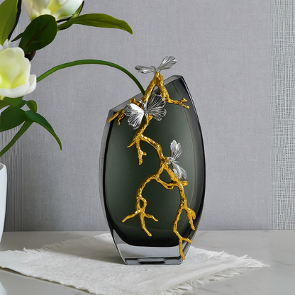 Shadowvine Vertical Sculptural Glass Vase (Small)