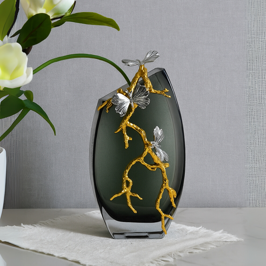 Shadowvine Vertical Sculptural Glass Vase (Small)
