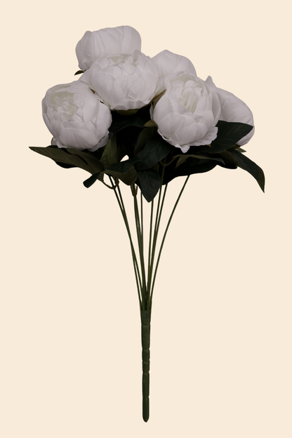 Faux Peonies Elegant Bloom Flower Stem - White