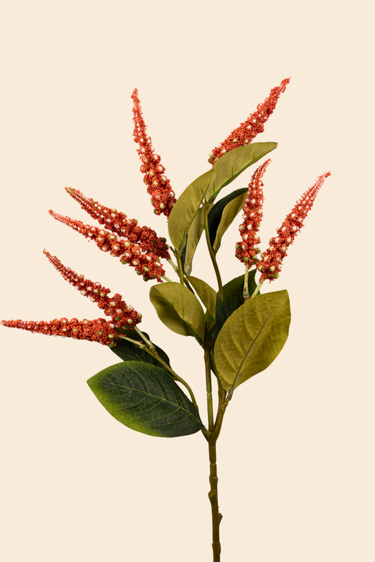 Faux Foxtail Amaranth Vibrant Flower Stem - Orange