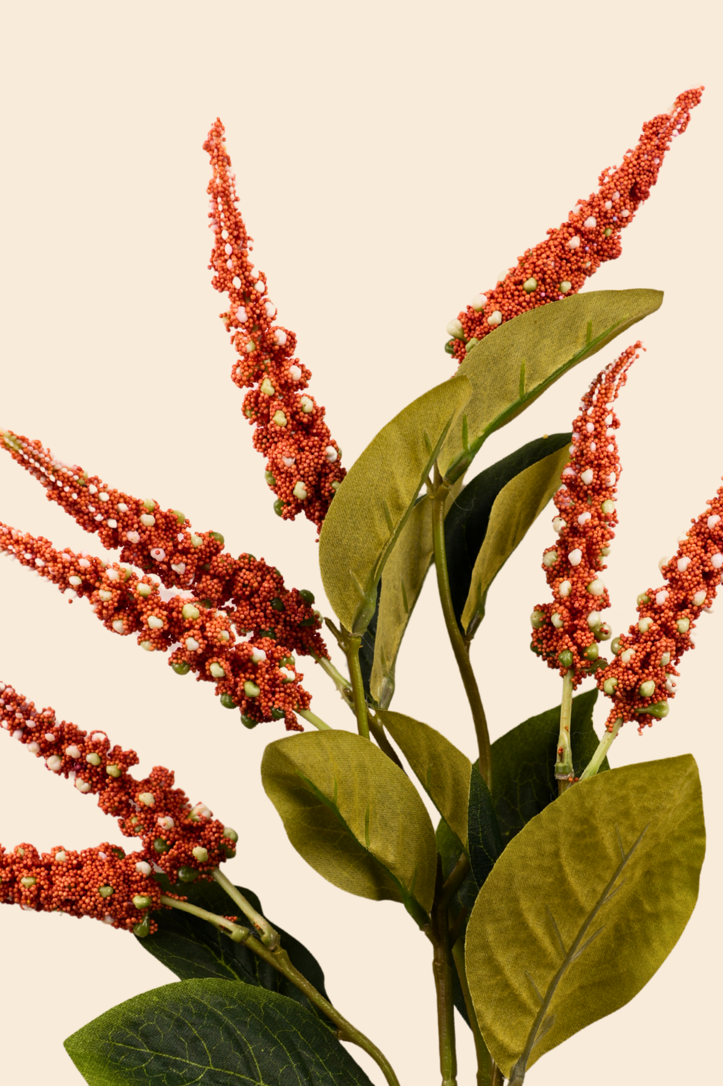 Faux Foxtail Amaranth Vibrant Flower Stem - Orange