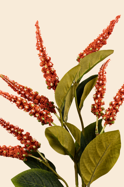 Faux Foxtail Amaranth Vibrant Flower Stem - Orange