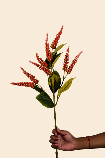 Faux Foxtail Amaranth Vibrant Flower Stem - Orange