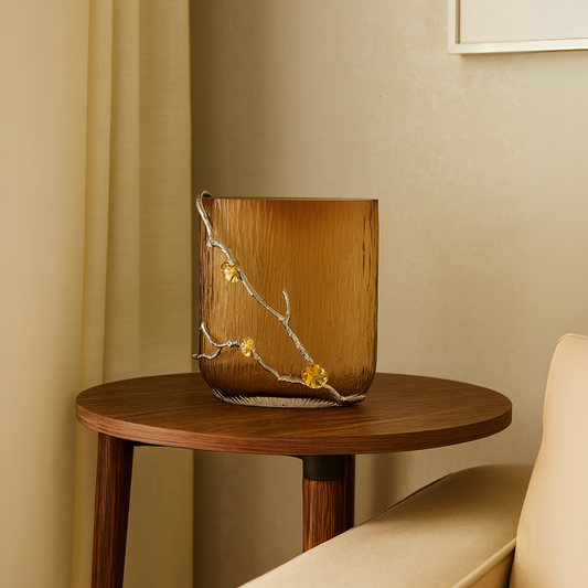 Golden Ember Vertical Glass Vase (Small)