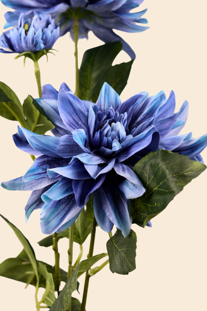 Faux Dahlia Luxe Flower Stem - Blue