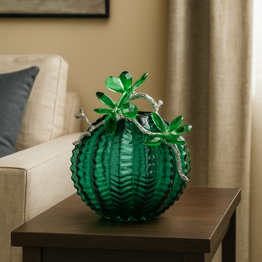 Verdant Bloom Vertical Glass Vase (Small)