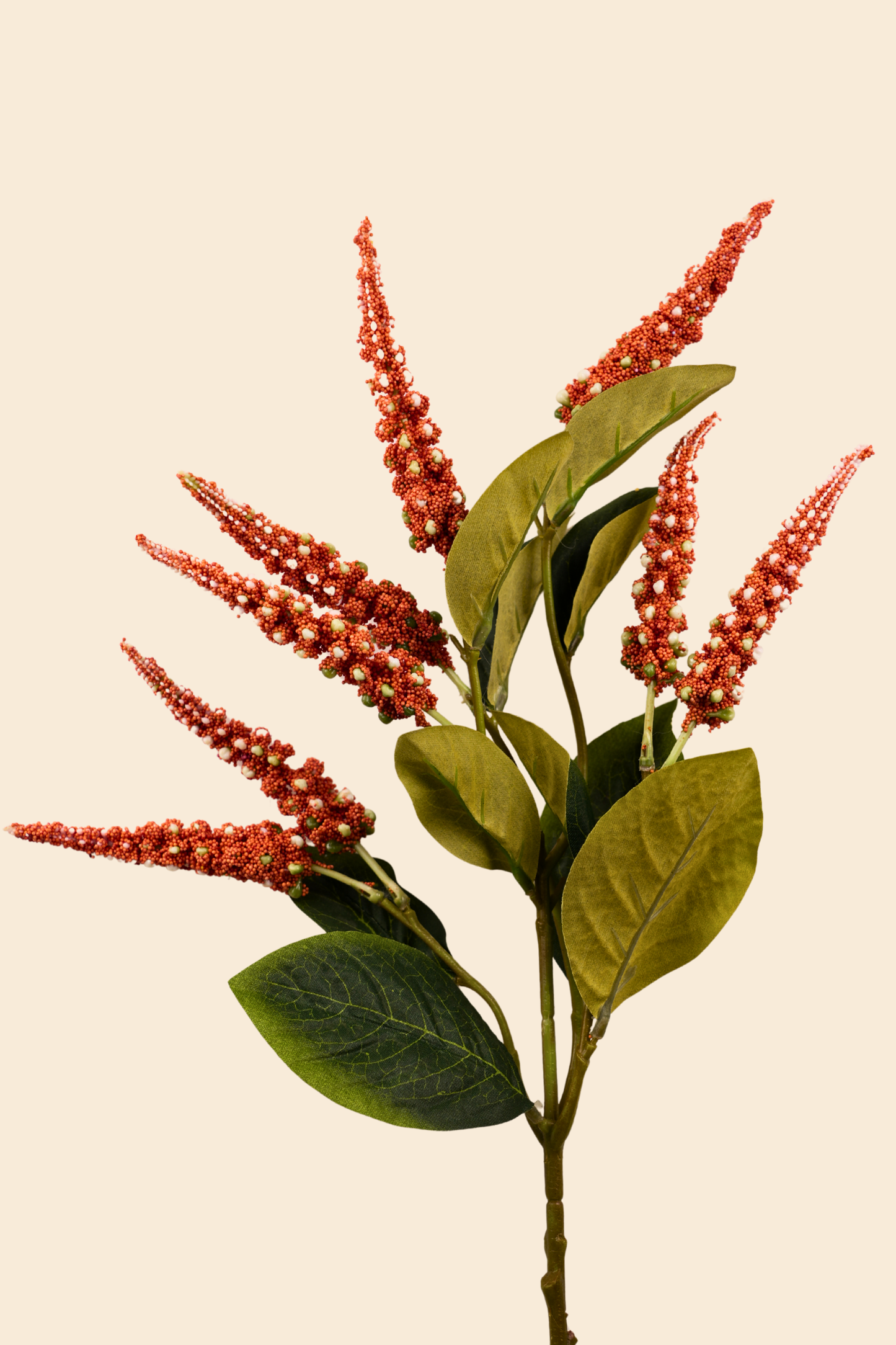 Faux Foxtail Amaranth Vibrant Flower Stem - Orange