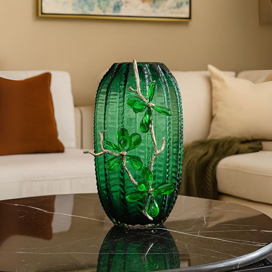Verdant Bloom Vertical Glass Vase (Tall)