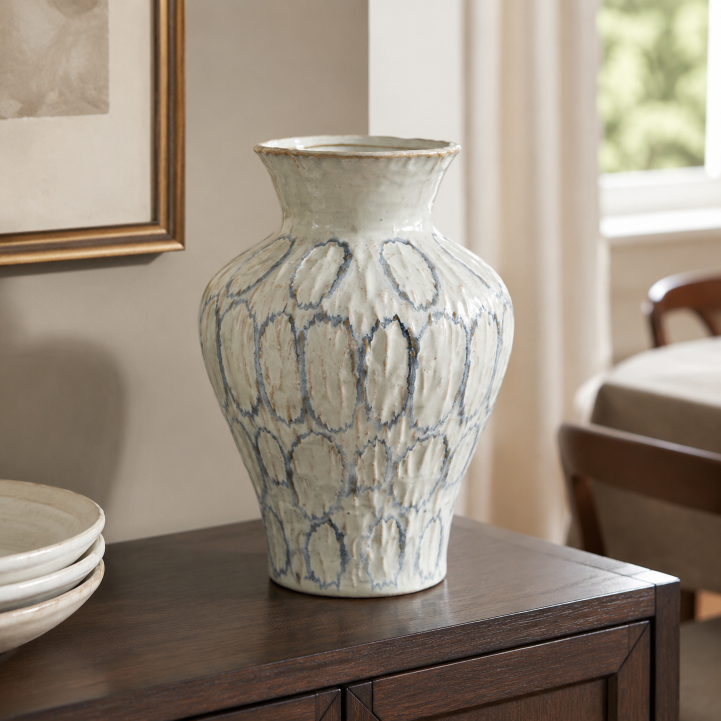 Mira Blue-Veined Stone Vase