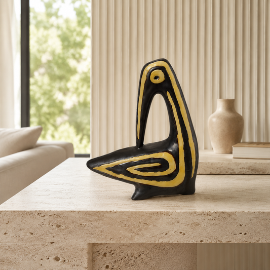 Verdant Painted Face Sharp-Billed Bird Decorative Figurine