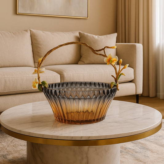 Amber Grove Decorative Glass Basket