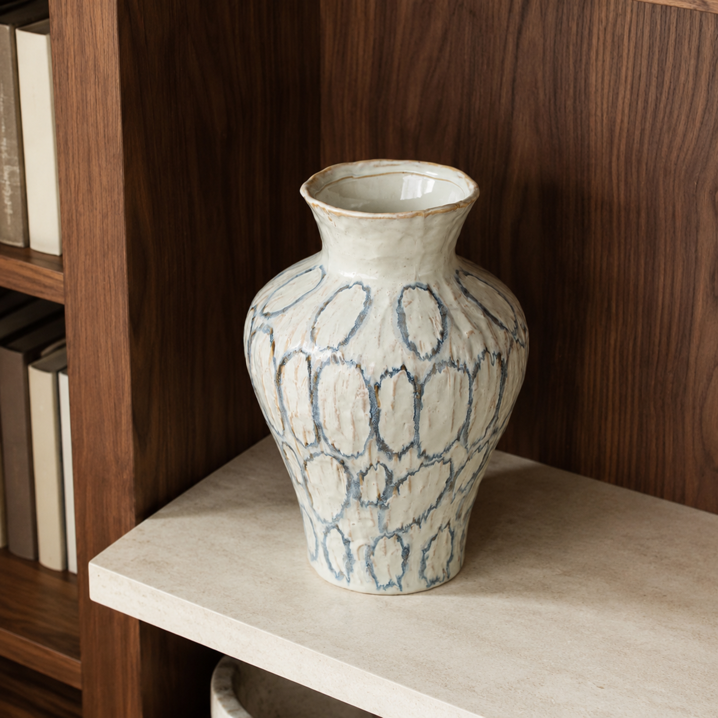 Mira Blue-Veined Stone Vase