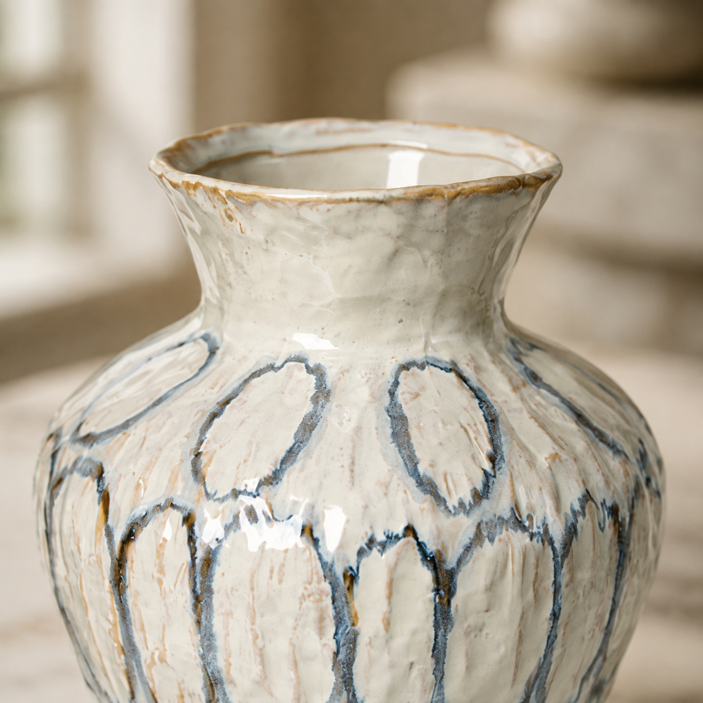 Mira Blue-Veined Stone Vase