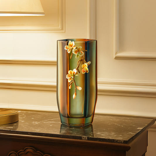 Amber Bloom Vertical Art Glass Vase (Large)
