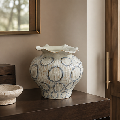 Serene Blue-Veined Stone Vase