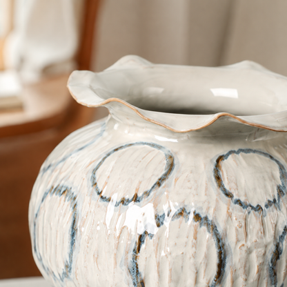 Serene Blue-Veined Stone Vase