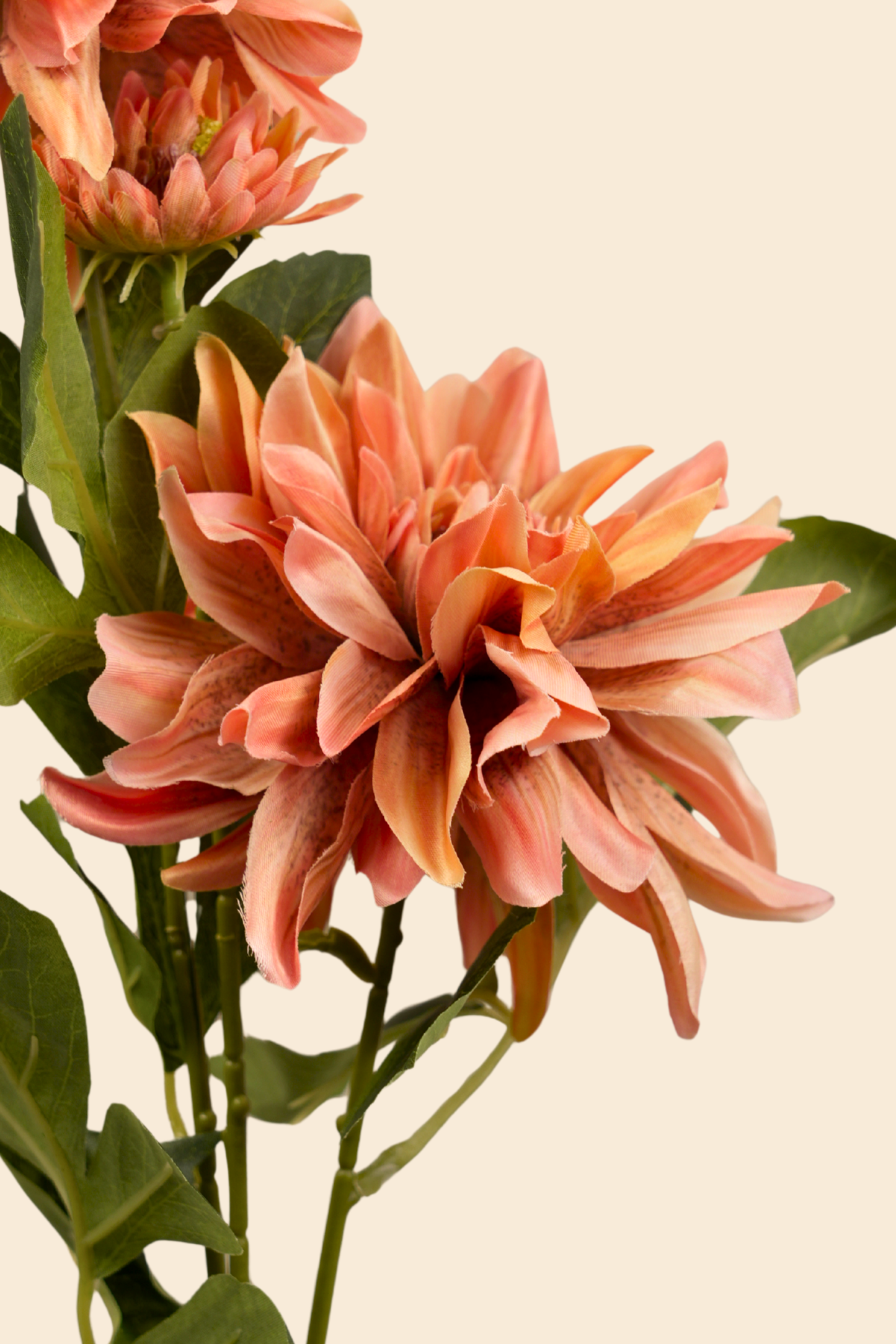 Faux Dahlia Luxe Flower Stem - Orange