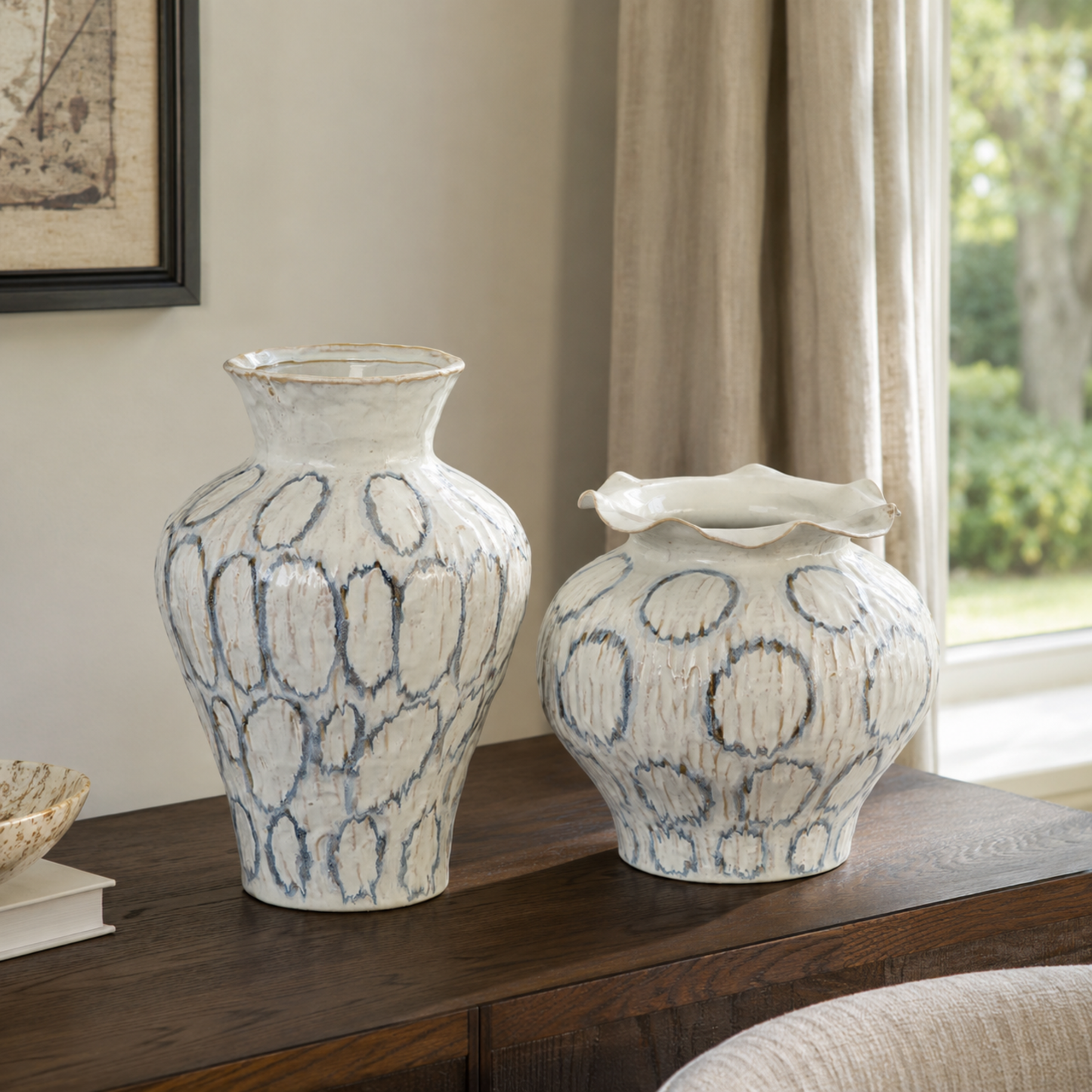 Blue-Veined Vase (Set of 2)