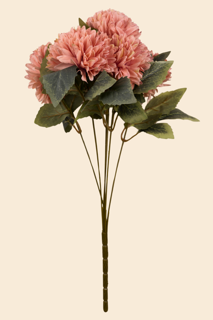 Faux Chrysanthemums Pompom Hairball Whimsical Flower Stem - Burnt Orange