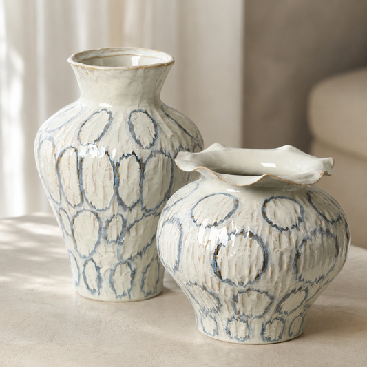 Blue-Veined Vase (Set of 2)