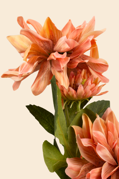 Faux Dahlia Luxe Flower Stem - Orange