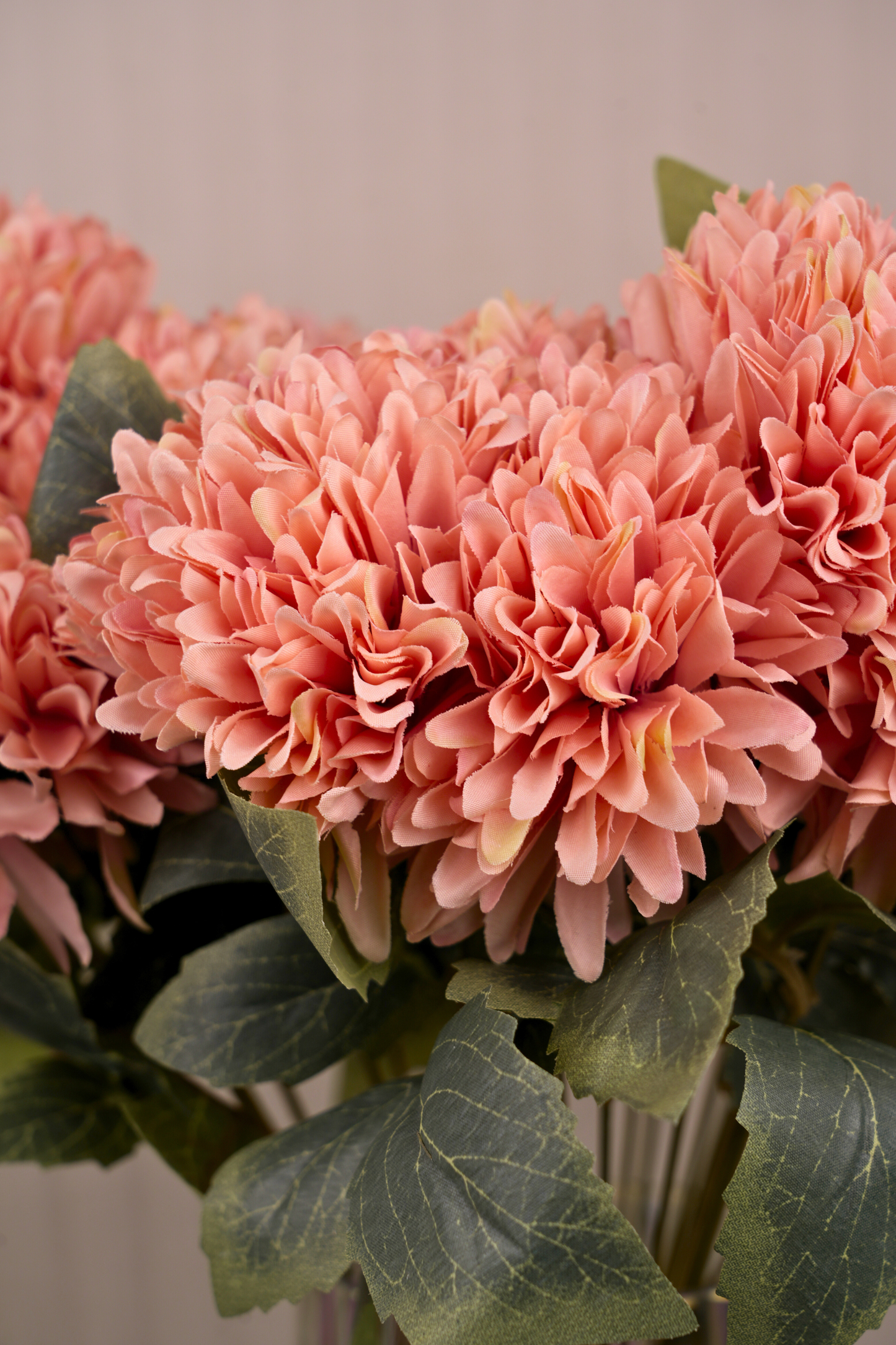 Faux Chrysanthemums Pompom Hairball Whimsical Flower Stem - Burnt Orange