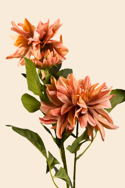 Faux Dahlia Luxe Flower Stem - Orange