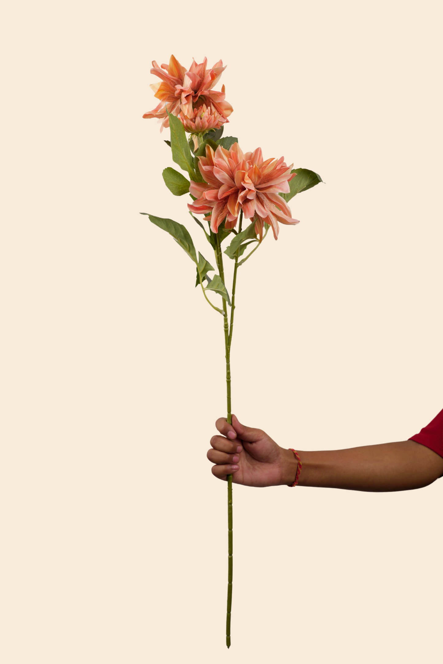 Faux Dahlia Luxe Flower Stem - Orange