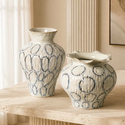 Blue-Veined Vase (Set of 2)