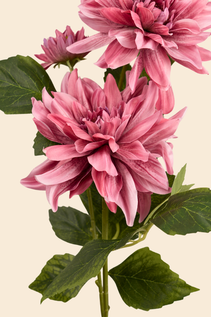 Faux Dahlia Luxe Flower Stem - Salmon Pink