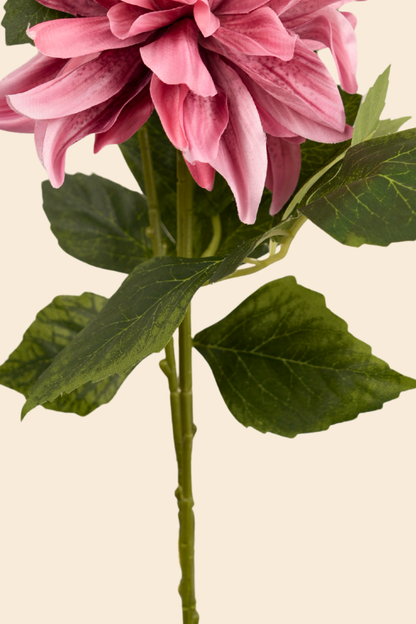 Faux Dahlia Luxe Flower Stem - Salmon Pink