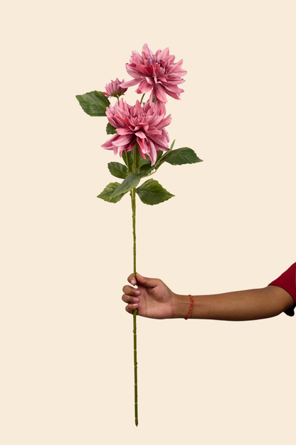 Faux Dahlia Luxe Flower Stem - Salmon Pink