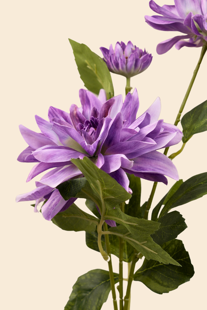 Faux Dahlia Luxe Flower Stem - Purple