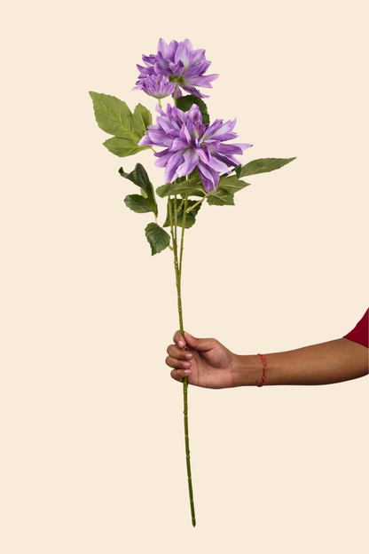 Faux Dahlia Luxe Flower Stem - Purple