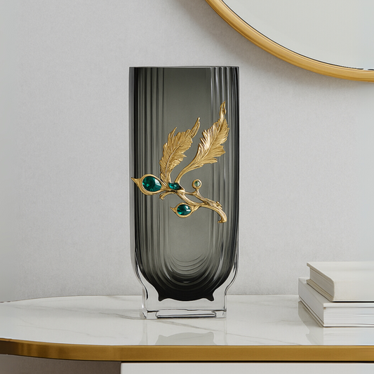 Emerald Ash Vertical Glass Vase (Large)