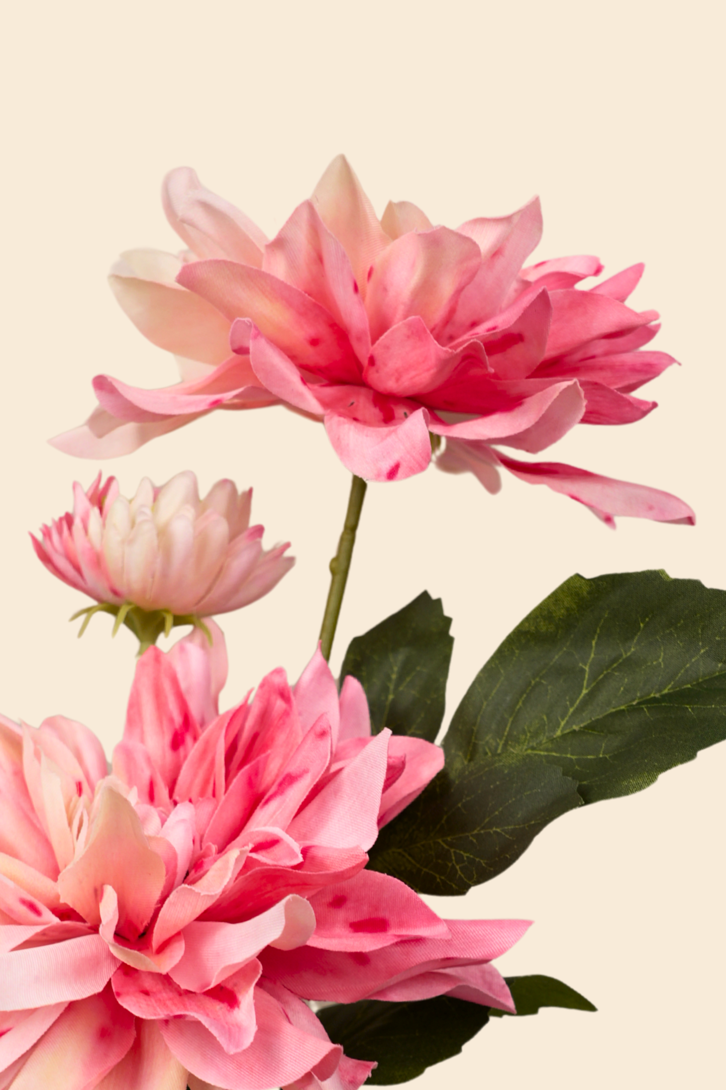 Faux Dahlia Luxe Flower Stem - Pink Peach Shaded