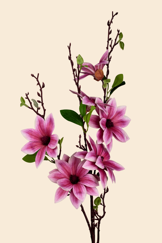 Faux Magnolia Timeless Flower Stem - Purple Pink