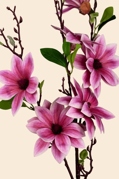 Faux Magnolia Timeless Flower Stem - Purple Pink