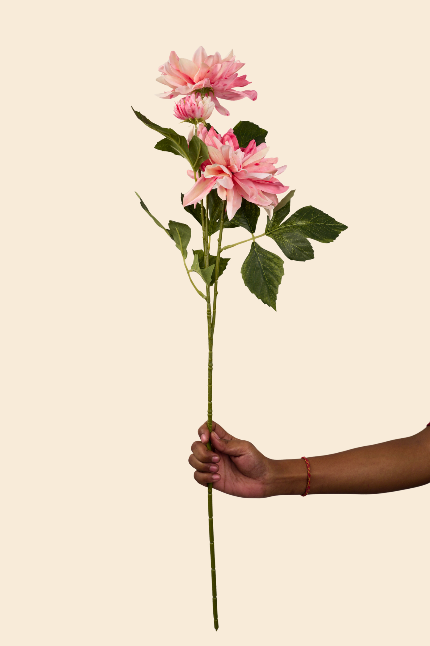Faux Dahlia Luxe Flower Stem - Pink Peach Shaded