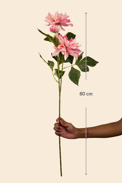 Faux Dahlia Luxe Flower Stem - Pink Peach Shaded