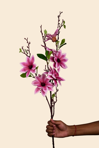 Faux Magnolia Timeless Flower Stem - Purple Pink