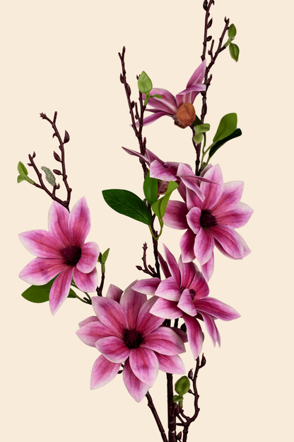 Faux Magnolia Timeless Flower Stem - Purple Pink